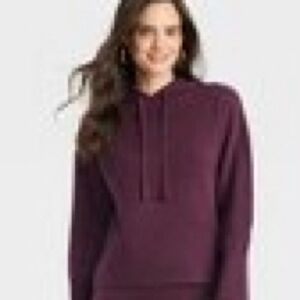 NWT A New Day Cozy Knit Hoodie Sweatshirt Burgundy Size M Cute